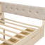 Lit double en bois avec tête de lit tapissier de couleur crème, tablettes de rangement et plateforme de chargement-131377314