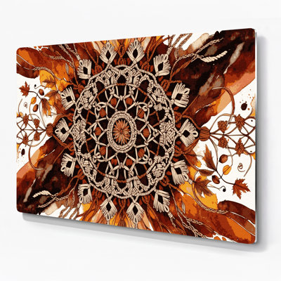 Thanksgiving Boho macrame autumn themes Brown Metal Wall Art