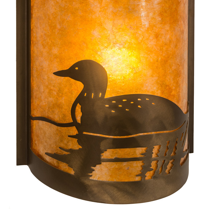 Loon Right LED Flush Mounted Sconce, Amber, Antique Copper