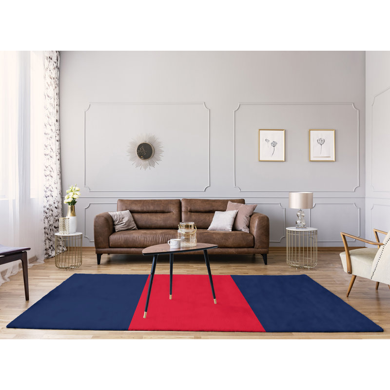 Tapis bleu marine / rouge Cleveland, Rectangle 4 pi x 6 pi