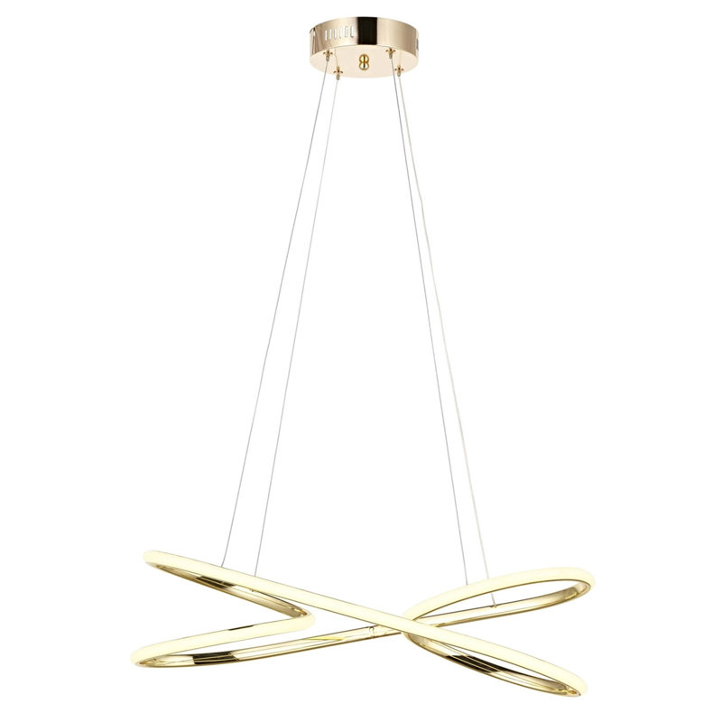 Lustre géométrique unique à 1 lumière Preas, H 31 po x l 24 po x P 24 po, Or