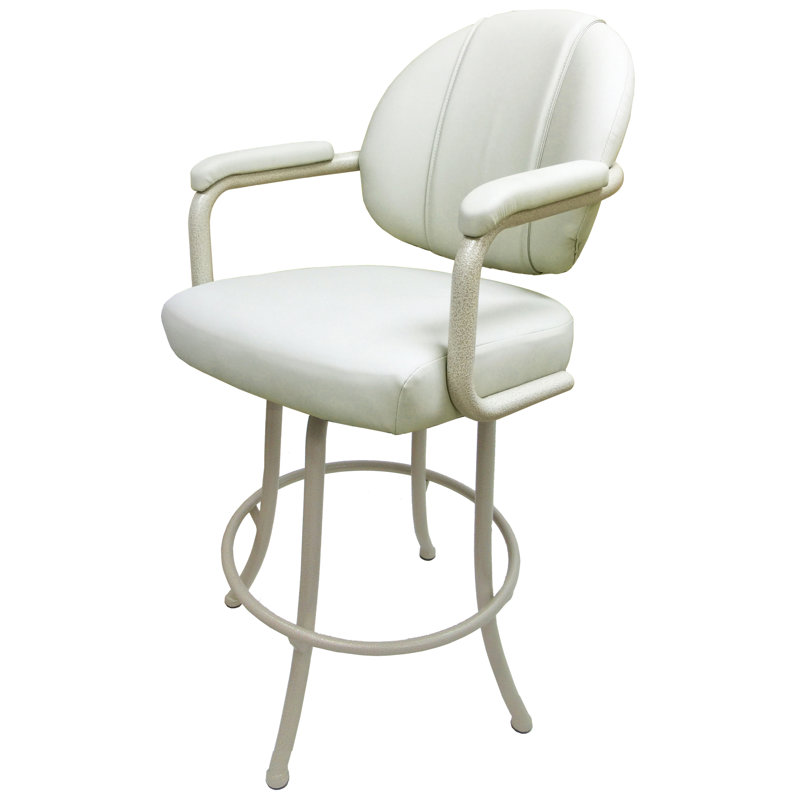 Ansara Swivel Upholstered Counter Stool with Metal Frame, Beige, Beige, Counter Stool (26” Seat Height)
