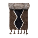 Cotton And Wool Blend Rug With Pattern And Braided Tassels