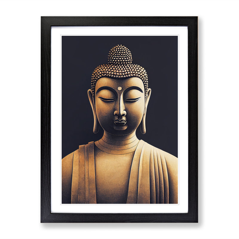 XV1022-2640X Magnificent Buddha - Single Picture Frame Print, Black, 64cm H x 46cm W x 2cm D