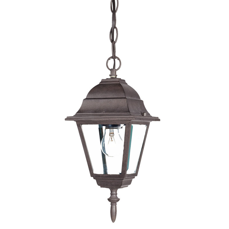 Luminaire suspendu d'extérieur en verre biseauté, Brun