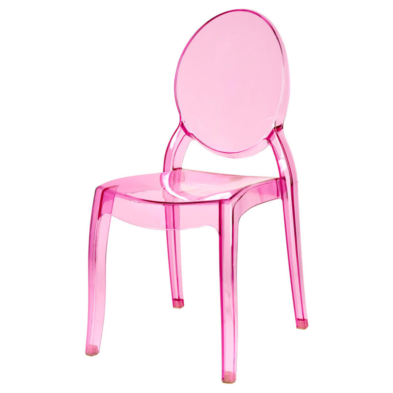 Resin Oval Back Armless Sophia Chair, 3 Chair Bundle by Chivari, Fuchsia