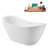 55" Streamline Soaking Glossy White Freestanding Tub With Internal Drain in Brushed Nickel