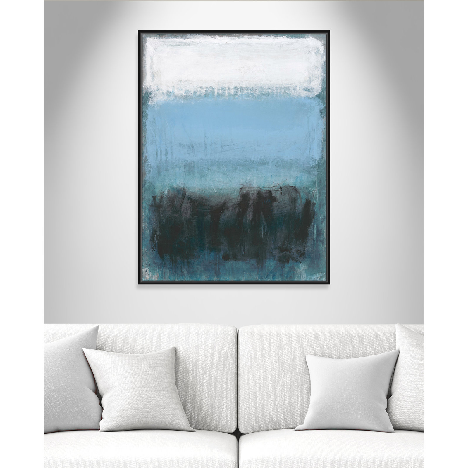 Arboles "Coastal Nightfall" Painting by Filippo Ioco, 41.5" H x 31.5" W x 2" D, Black Framed Canvas, No Mat