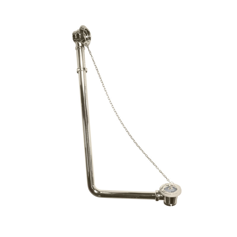 Traditional Bath Chain and Plug Tub Drain with Overflow, Polished Nickel