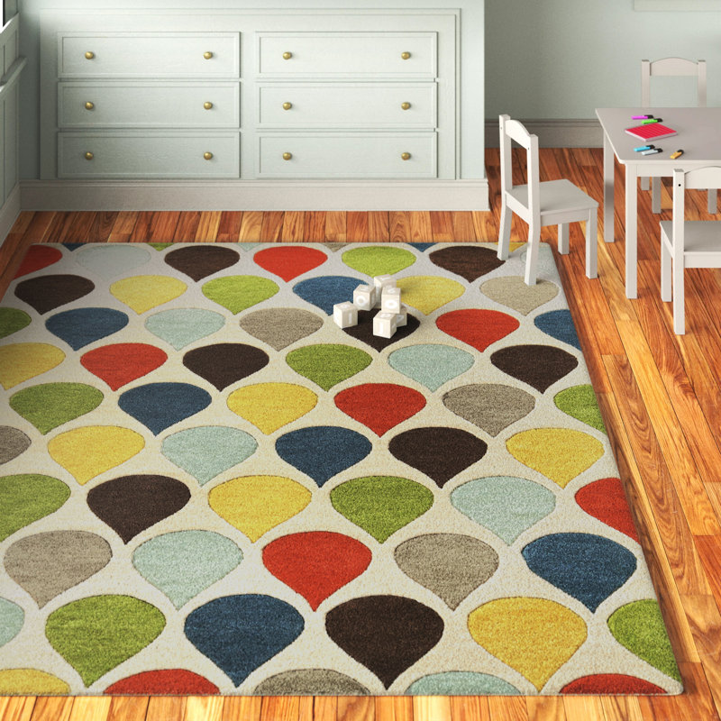 Tapis vert en laine touffeté à la main Javeed, Rectangle 8 pi x 10 pi