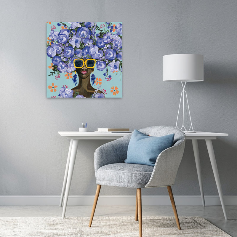 «Sunning In Florals II», art floral contemporain, H 24 po x l 24 po