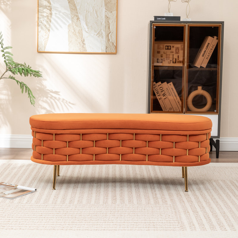 Banc de rangement rembourré Cristen, Orange