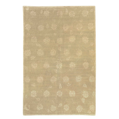 Wool Floral Area Rug in Beige/Neutral
