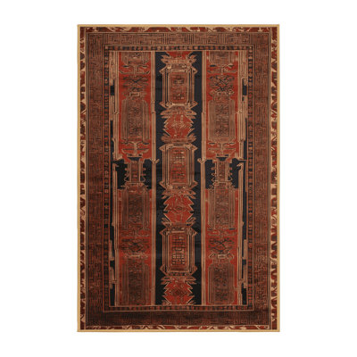 Tapis art déco brun lavable à la machine
