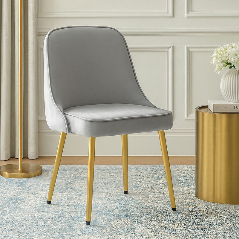 Nelsonville 47cm H Polyester Blend Upholstered Side Chair, Grey
