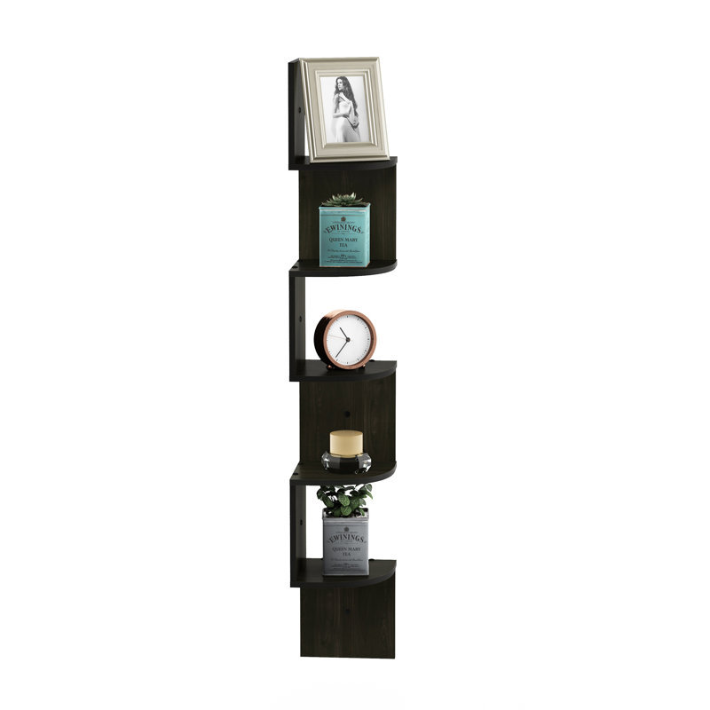 Rodrich 5 Piece Corner Floating Shelf, Espresso