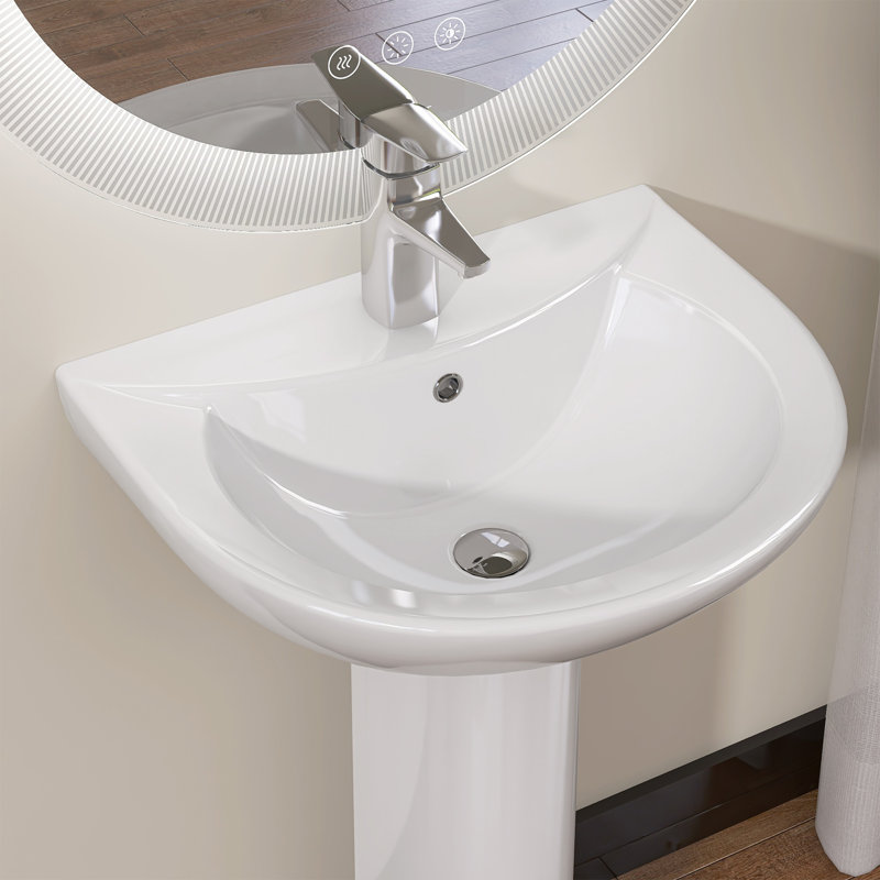 Ogonbrick 16.75'' Ceramic U-Shaped Bathroom Sink with Overflow