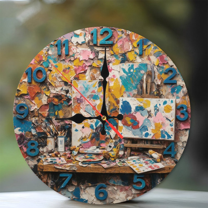 Horloge d'atelier de peinture texturée