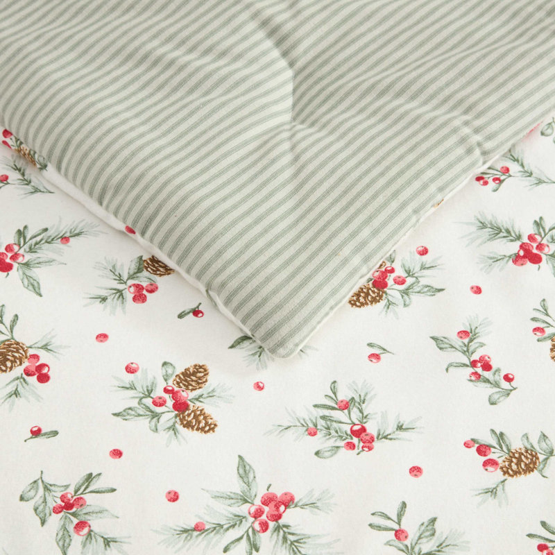 Ensemble d'édredon réversible en flanelle de coton Laura Ashley Mulholland, Édredon pour grand lit + 2 taies décoratives