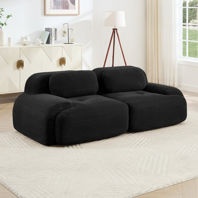 Boneless 82'' Loveseat Sofa, Corduroy Fabric, For Living Rooms Bedrooms
