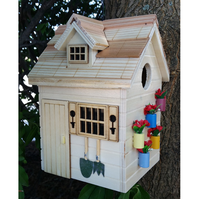 Nestling Series Potting Shed 7.75 in x 5.75 in x 5.75 in Birdhouse, Natural