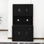 Armoire de cuisine 71 "avec armoires à portes pour le rangement - Buffet à tablettes réglables noir