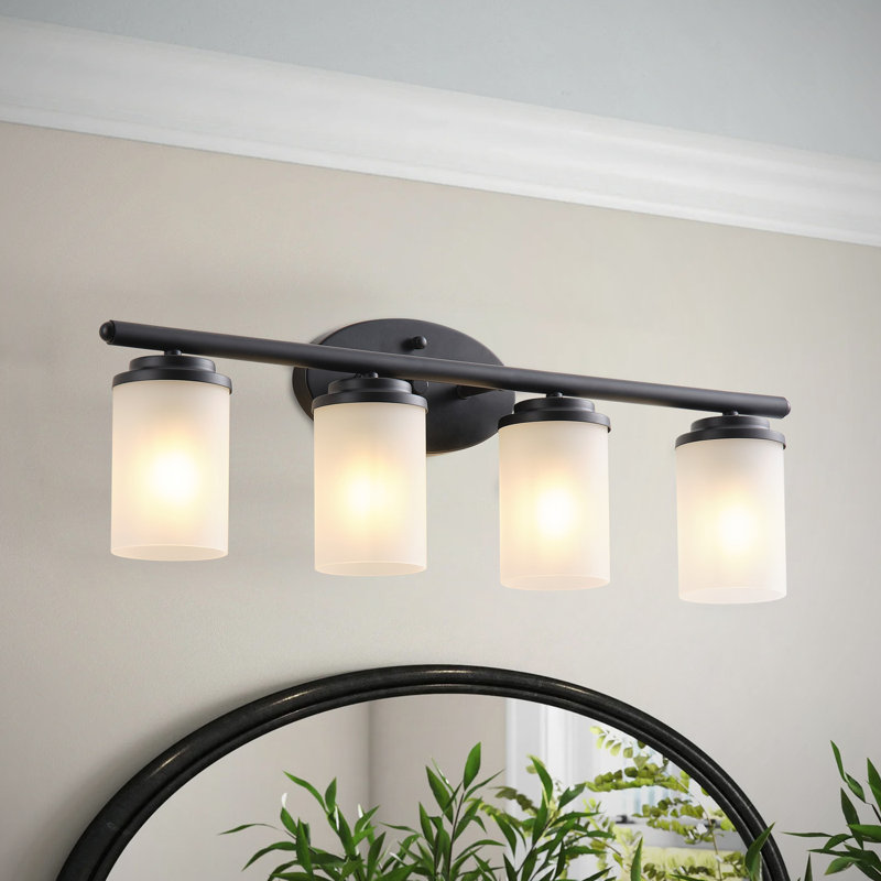 4-E26 Luminaire de meuble-lavabo contemporain à abat-jour en verre 26,3 pouces