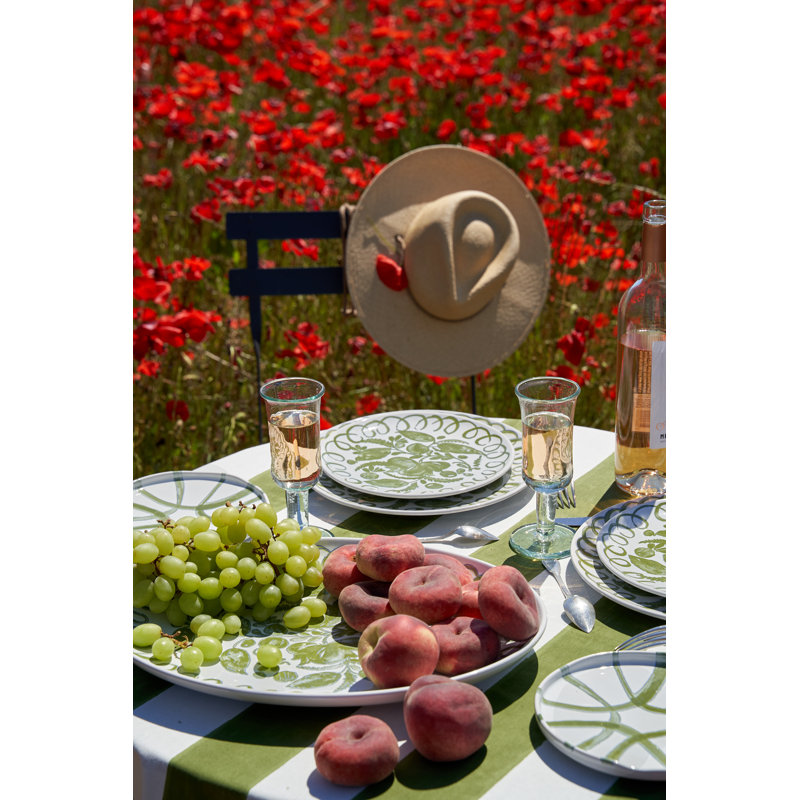 Amalfi Oval Serving Tray - White/Blue - 15.7" x 11", White, Green
