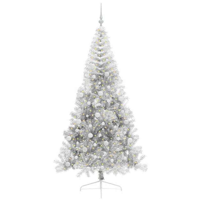  Artificial Pre-lit Christmas Tree PET, White, 7.87' H