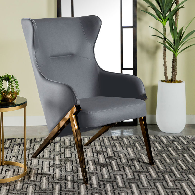 Abdelhadi Faux Leather Armchair, Abdelhadi Slate Gray Faux Leather