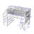 Metal Loft Bed with Wardrobe, Storage Staircase and LED Light