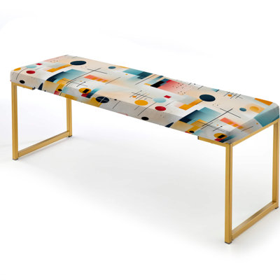Urban Tranquility - Geometric Upholstered Gold Bench