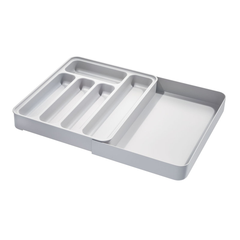 iDesign Eco BPA-Free Recycled Plastic Expandable Flatware and Cutlery Tray, Flint