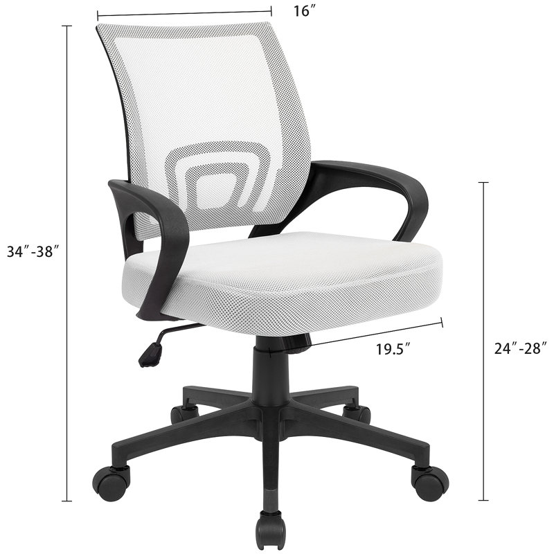 Chaise de bureau ergonomique en filet, Blanc