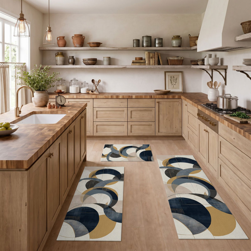 Abstract Circles Non-Slip Washable Kitchen Mats