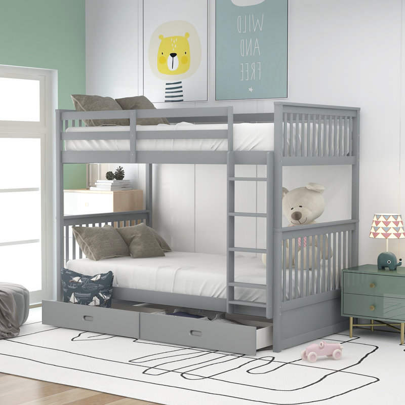 Harriet Bee Dorethea Kids Bunk Bed with Drawers & Reviews | Wayfair