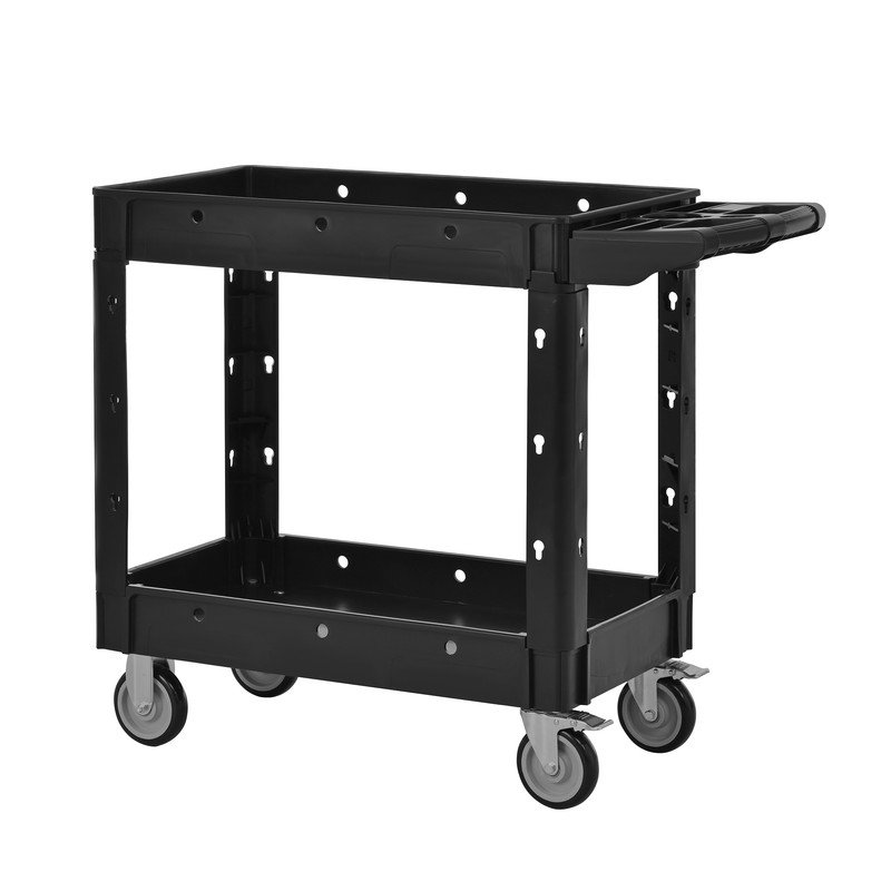 Heavy-Duty Two-Tier Rolling Service Cart with Locking Casters