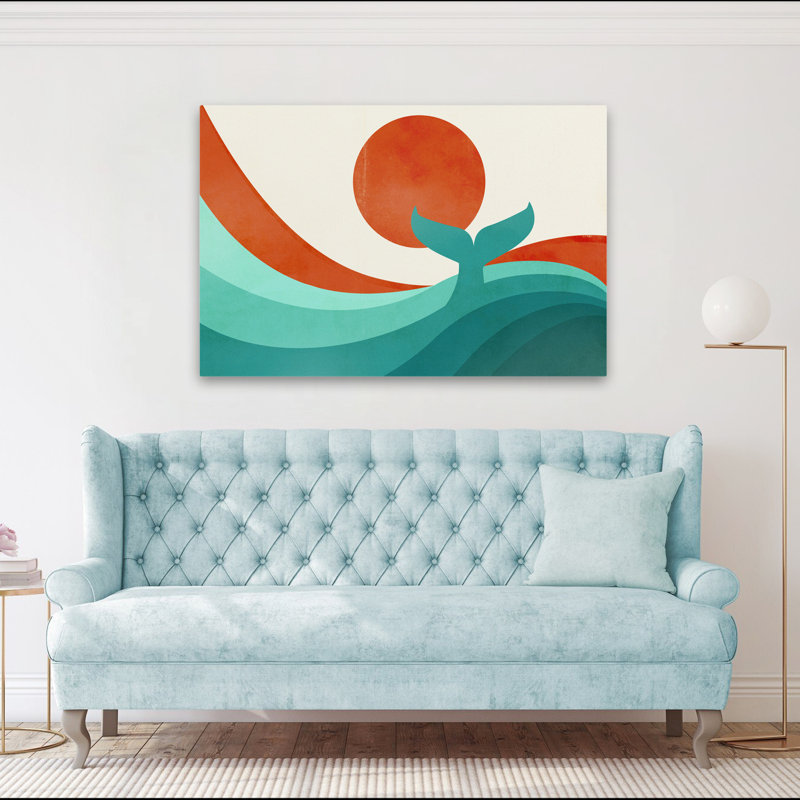 Wave (Day) - Children Animals Whales Art, 40" H x 60" W