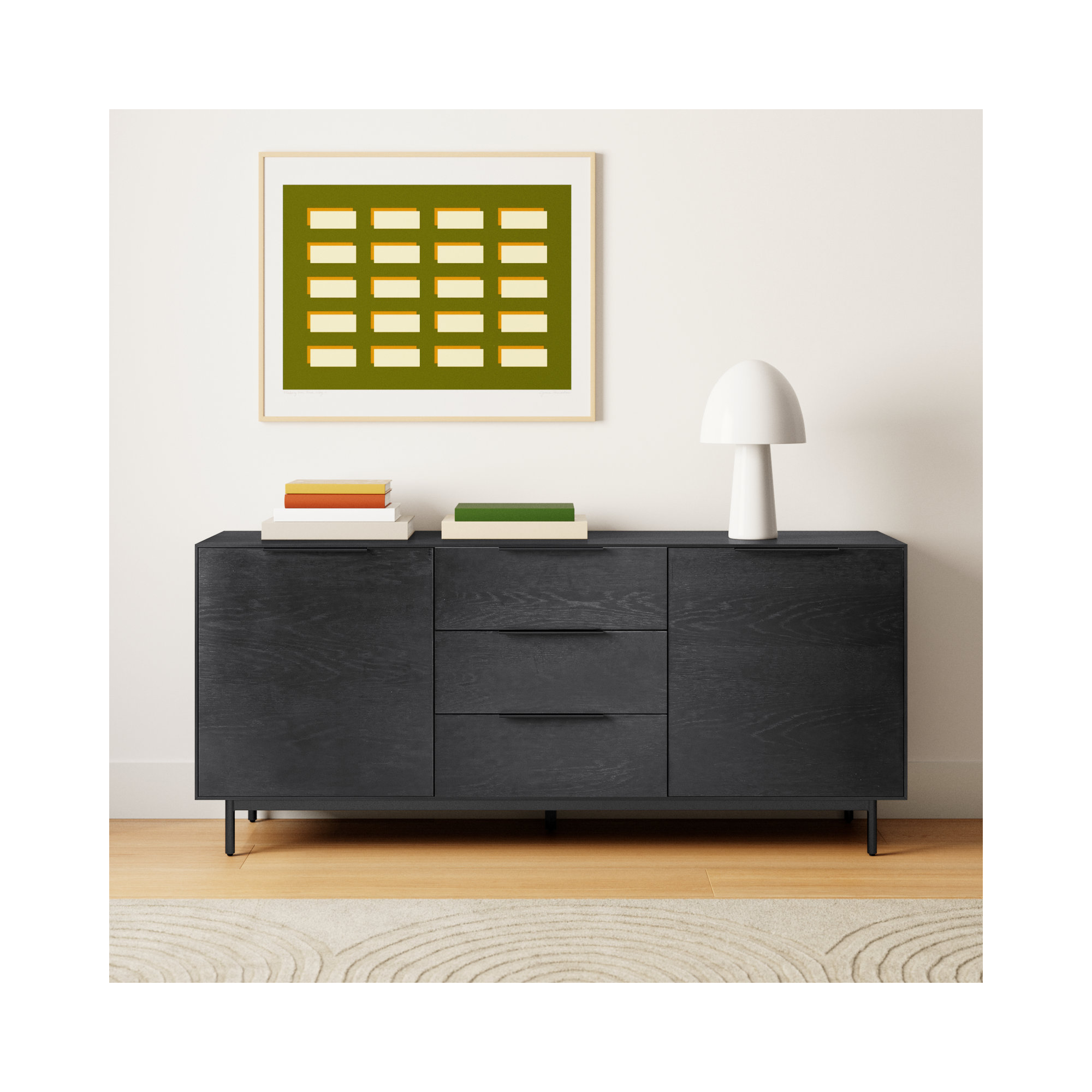 Ellis Fully Assembled Sideboard with Dovetail Drawers, Black