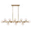 Lustre linéaire moderne en verre bullé à intensité variable 16 lumières Golden Spoutnik
