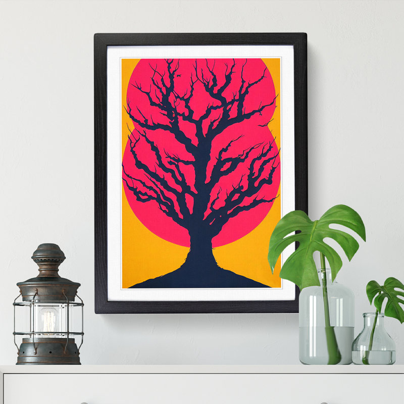 FRM-V0523-1869X Plum Tree Art - Picture Frame Print, Black, 46cm H x 34cm W x 2cm D