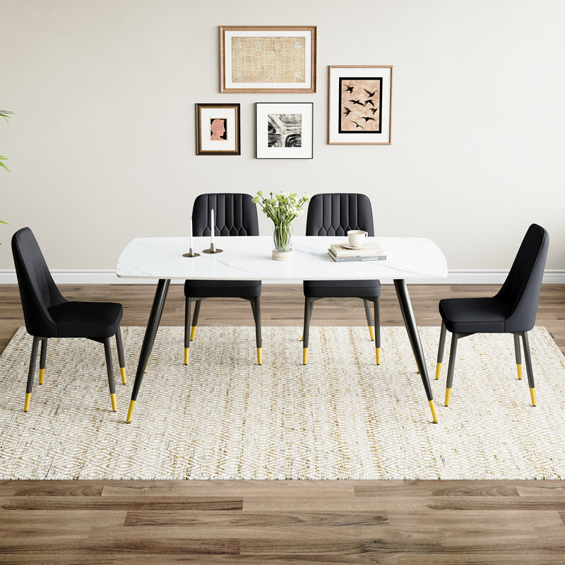 Ensemble repas en marbre, Noir, Noir, 5