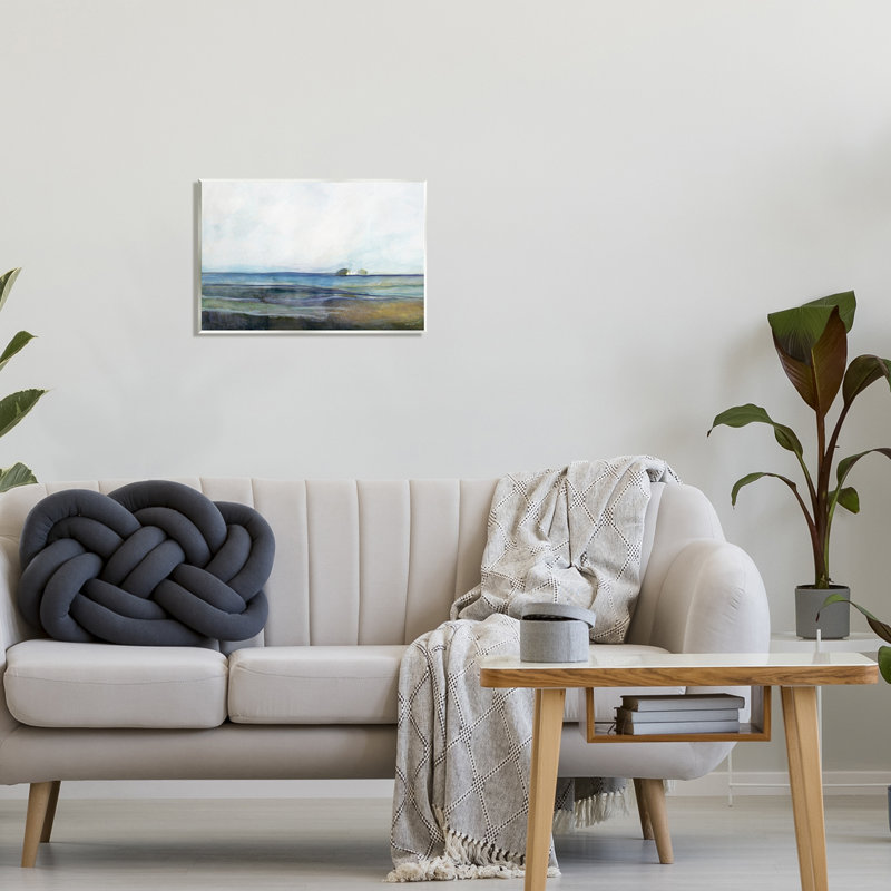 Art abstrait sur toile flottant, paysage nautique abstrait par Stellar Design Studio, H 13 po x l 19 po x P 0,5 po, Bois