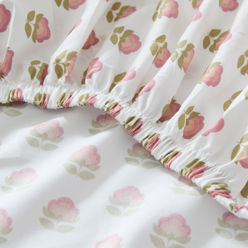 Prisha Floral Peach Sheet Set, Full Sheet Set with 5 Additional Pieces