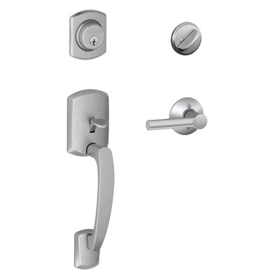 Greenwich Handleset With Single Cylinder Deadbolt And Broadway Door Lever And Rosette