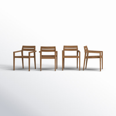 Chaise de salle à manger d'extérieur empilable en eucalyptus Kinsler