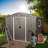 8ft x 6ft Grey Outdoor Metal Storage Shed with Window, Sliding Doors & Accessories – Weatherproof, Includes Padlock & Tools
