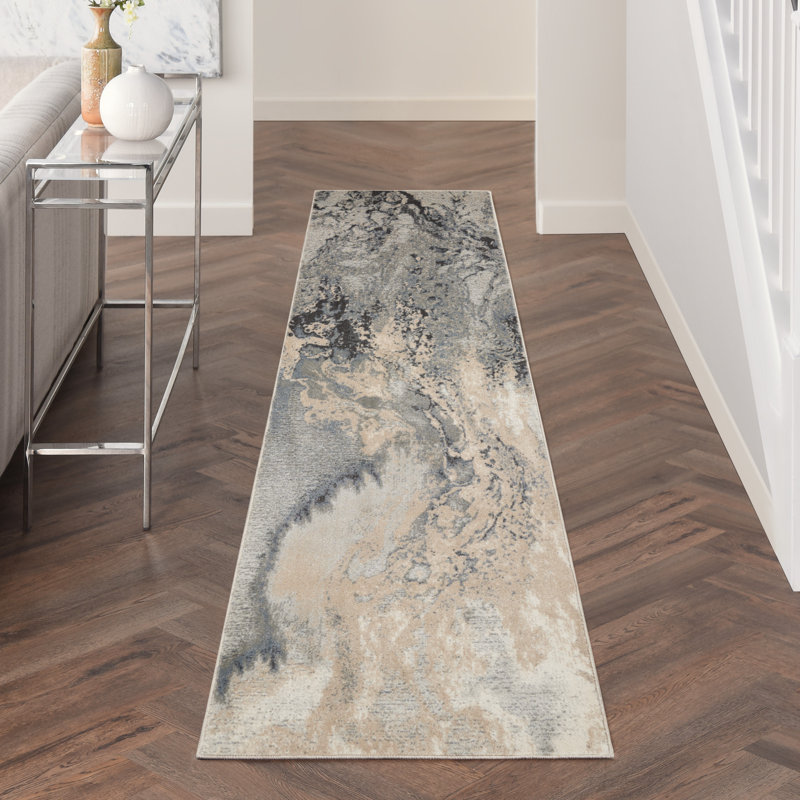 Tapis gris contemporain Ashli, Tapis de couloir 2 pi 2 po x 12 pi