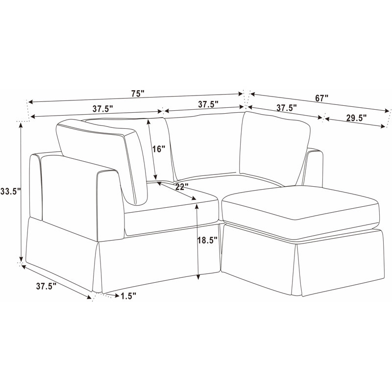 Ariayah 3 - Piece Upholstered Sectional, Beige