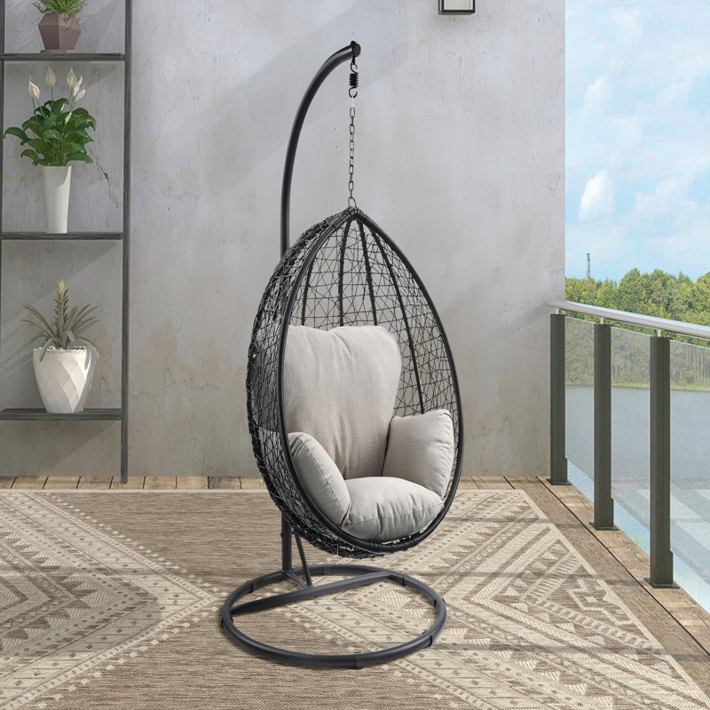 Fauteuil à œufs Schœbeck avec support, Beige, Noir